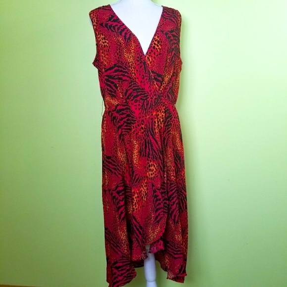 EUC Lane Bryant Animal Print Faux Wrap Dress - Size 14 - Picture 1 of 4